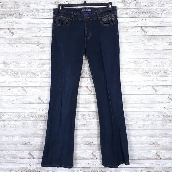 Brooklyn Girl Jeans Sz 11 Flare Embroidered 149A - Picture 1 of 7